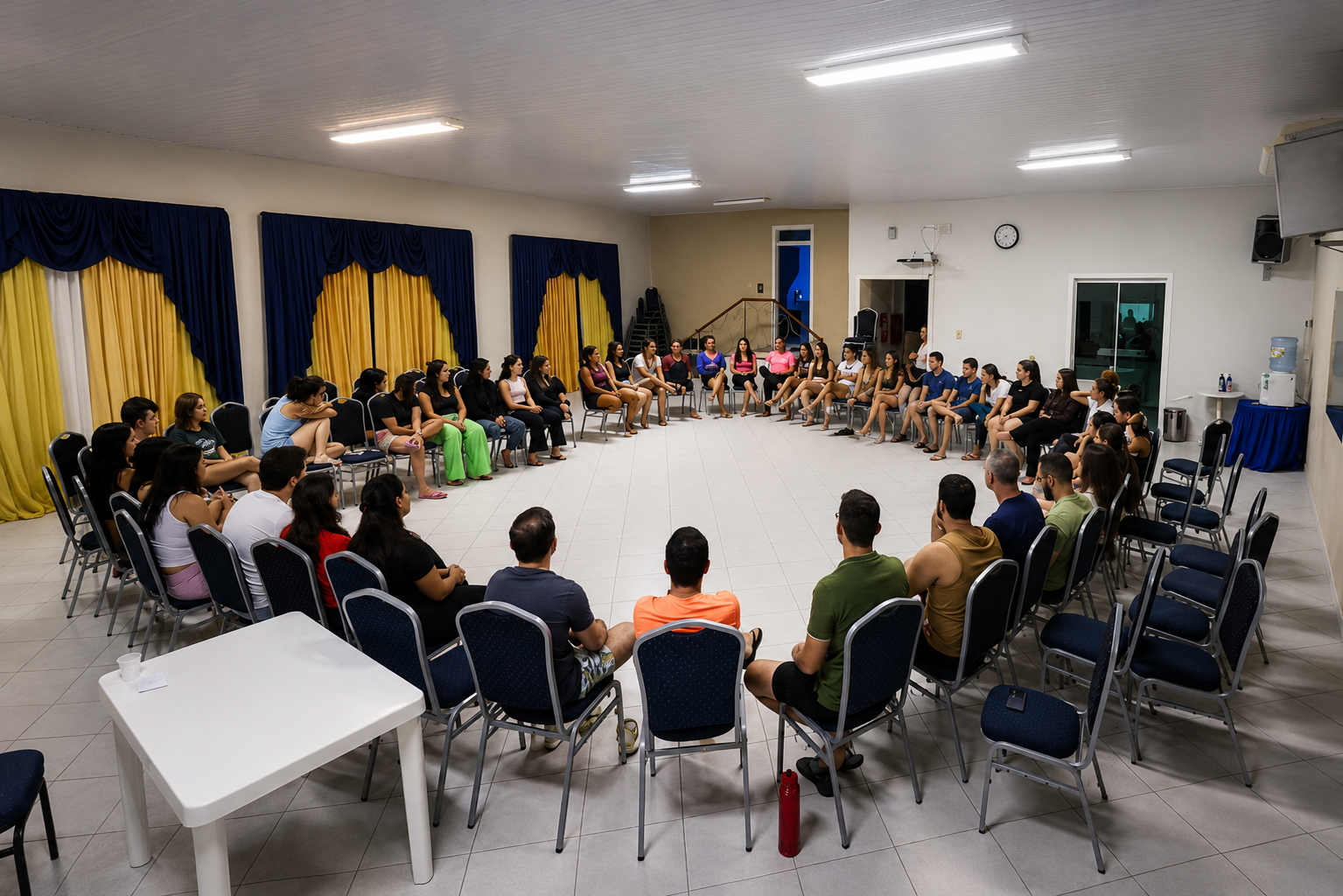 Auditório do Hotel Vitória organizado para encontro em grupo